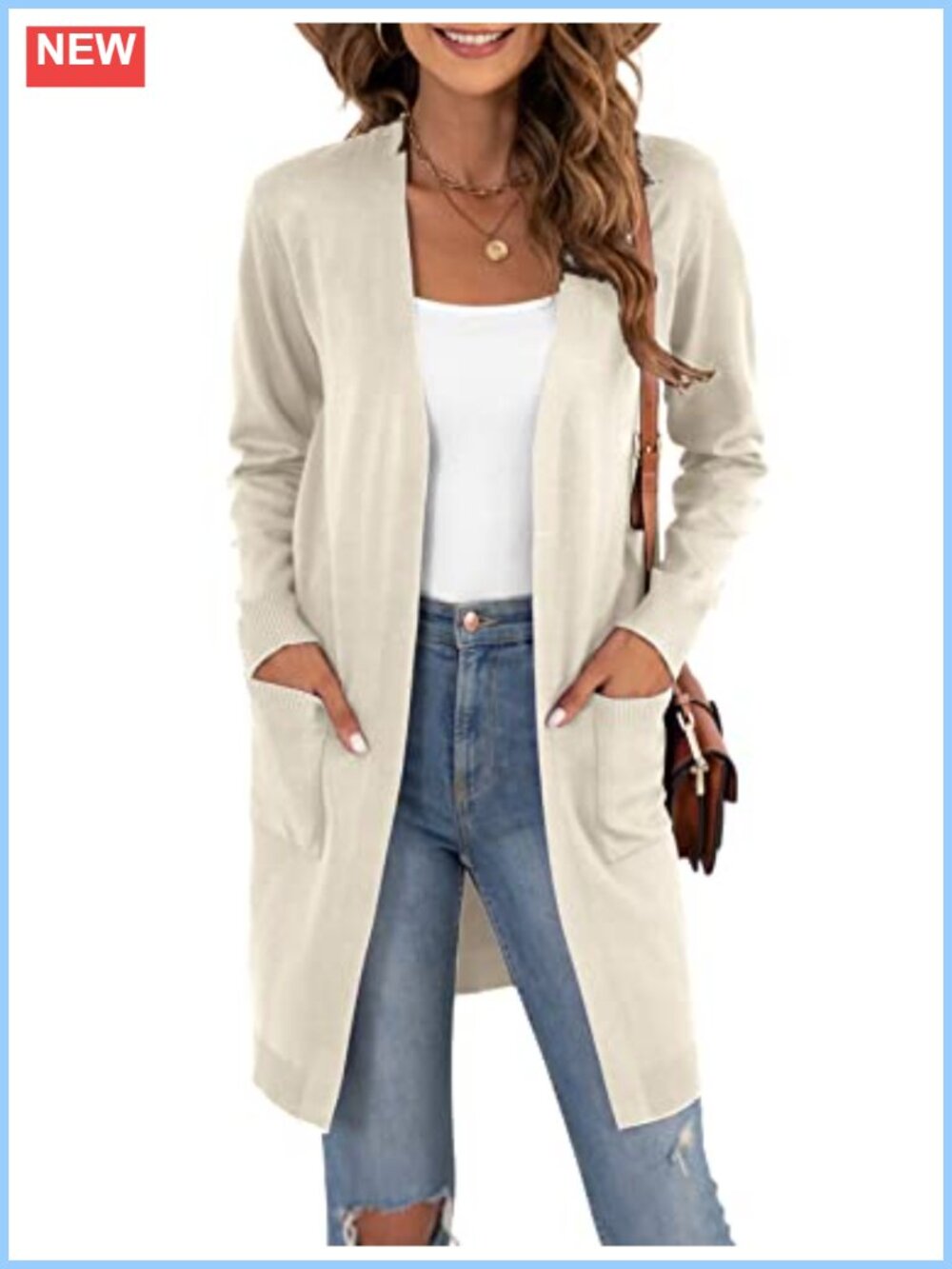 Women's Open Front Knit Cardigan Long Sleeve Lightweight Sweater Coat